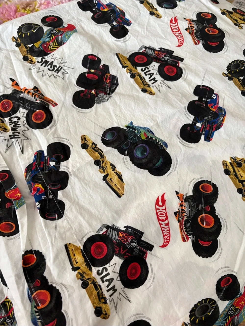 🍊 Pottery Barn Kids Hot Wheels Monster Truck FULL FLAT SHEET